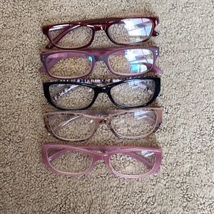 Stylish Women's Eyewear Set - Red, Pink, Black +2.00